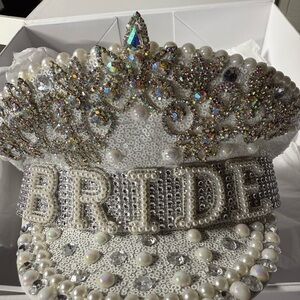 Sparkling Bride Hat with Pearls and Crystals